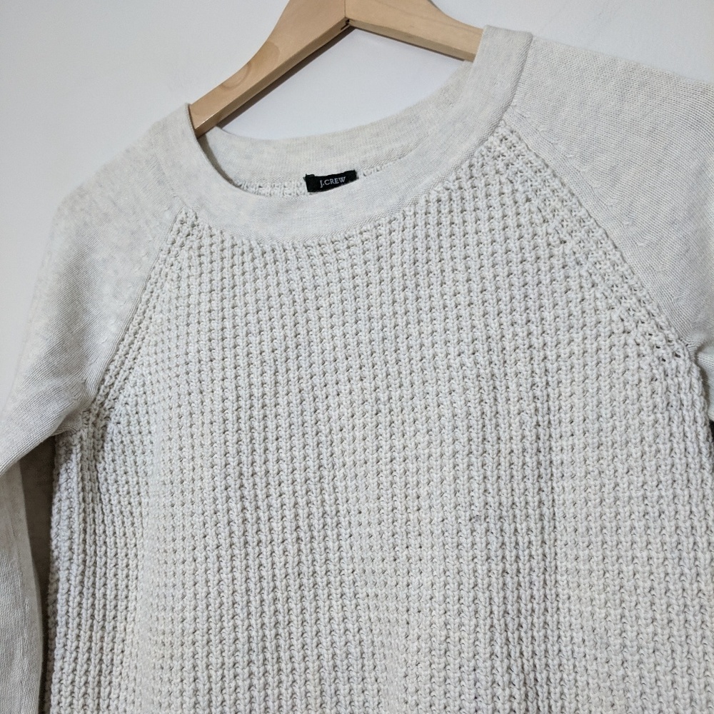 J. Crew | Waffle Knit Crew Neck Cream Sweater
